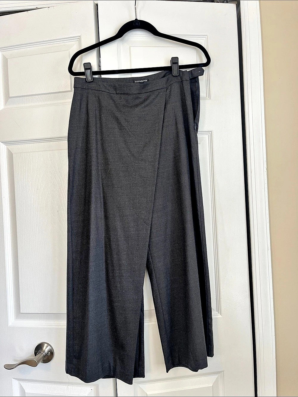 Eileen Fisher Stretch Jersey Knit Wrap Pant Wide Leg Gray XS/P